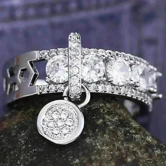 💎925 Sterling Silver Plated Stylish White CZ Wedding Ring, GPMB1408-6 - Picture 1 of 3